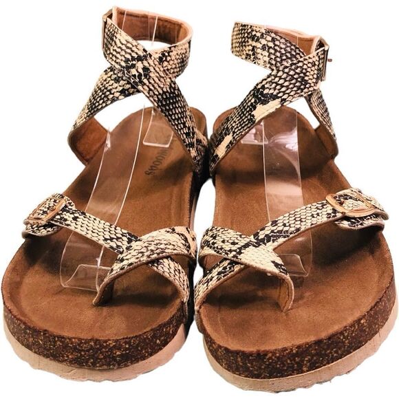 Outwoods Snakeskin Ankle Sandals - Picture 1 of 13